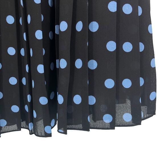 Uniqlo Pleated Skirt US Size Small Black Blue Polka Dot Elastic Waist Band EUC - Picture 4 of 6